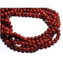 Fil 39cm 66pc env - Perles de Pierre - Jade Boules 6mm Rouge Brique 