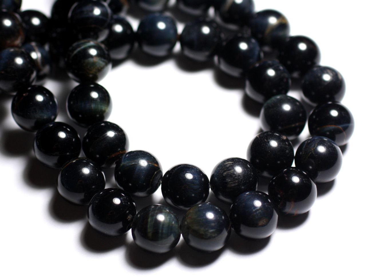 Fil 39cm 32pc env - Perles de Pierre - Oeil de Faucon Boules 12mm 