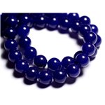 Fil 39cm 37pc env - Perles de Pierre - Jade Boules 10mm Bleu nuit 