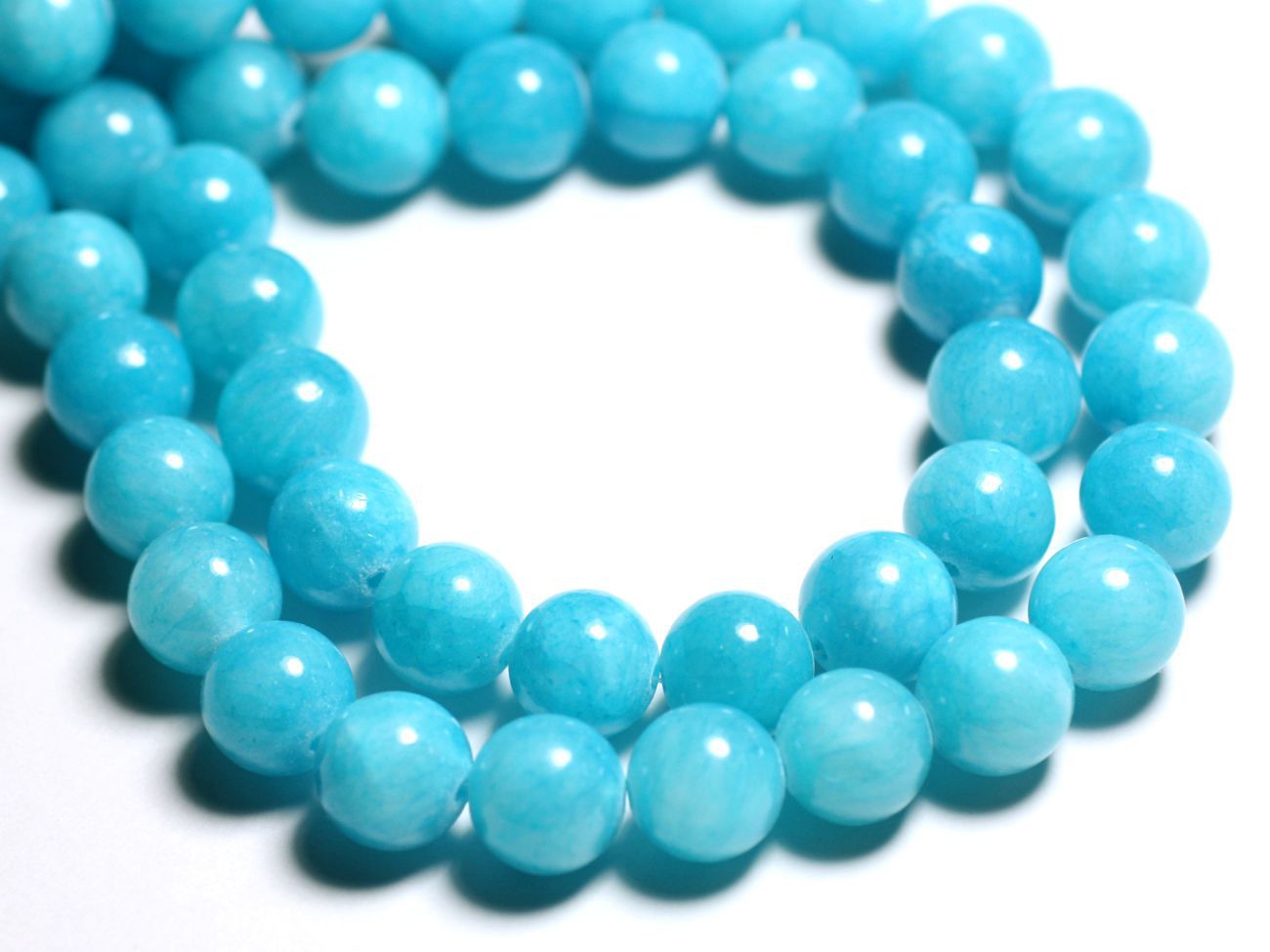 Fil 39cm 33pc env - Perles de Pierre - Jade Boules 12mm Bleu Turquoise 