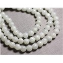 Fil 39cm 48pc env - Perles de Pierre - Jade Boules 8mm Blanc gris clair 