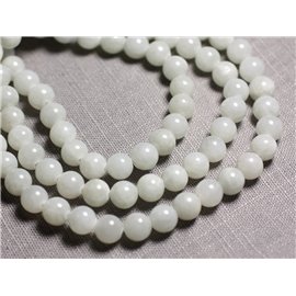 Hilo 39cm 48pc aprox - Cuentas de Piedra - Bolas de Jade 8mm Blanco gris claro 