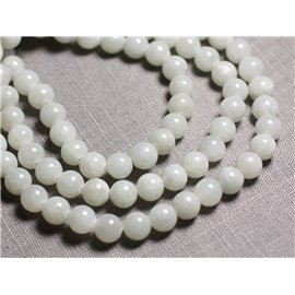 Thread 39cm approx 48pc - Stone Beads - Jade Balls 8mm White light gray 