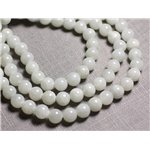 Fil 39cm 48pc env - Perles de Pierre - Jade Boules 8mm Blanc gris clair 