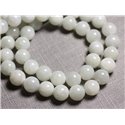 Fil 39cm 39pc env - Perles de Pierre - Jade Boules 10mm Blanc gris clair 