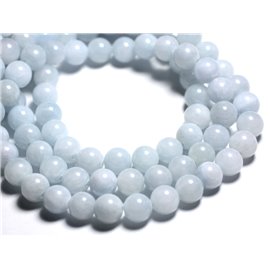 Thread 39cm approx 39pc - Stone Beads - Jade Balls 10mm Light Blue Pastel 