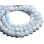 Fil 39cm 39pc env - Perles de Pierre - Jade Boules 10mm Bleu clair Pastel 
