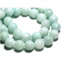 Fil 39cm 28pc env - Perles de Pierre - Jade Boules 14mm Vert clair Turquoise 