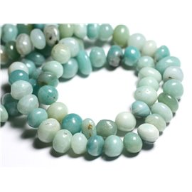 Thread 39cm 56pc approx - Stone beads - Amazonite Rolled pebbles 6-12mm