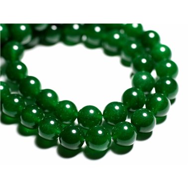 Fil 39cm 32pc env - Perles Pierre - Jade Boules 12mm Vert Olive Empire Impérial