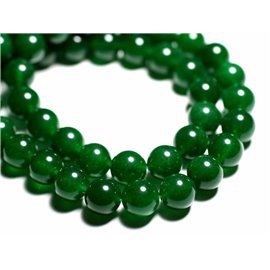 Hilo 39cm 32pc aprox - Cuentas de Piedra - Bolas de Jade 12mm Verde Imperio 