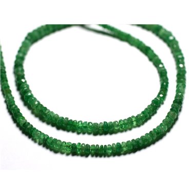 Fil 42cm 210pc env - Perles de Pierre - Grenat Tsavorite Vert Rondelles Facettées 2-5mm