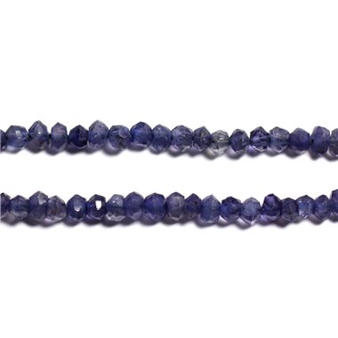 Fil 33cm 140pc env - Perles de Pierre - Iolite Cordiérite Rondelles Facettées 3x2mm - 4558550090867