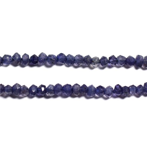 Fil 33cm 140pc env - Perles de Pierre - Iolite Cordiérite Rondelles Facettées 3x2mm - 4558550090867