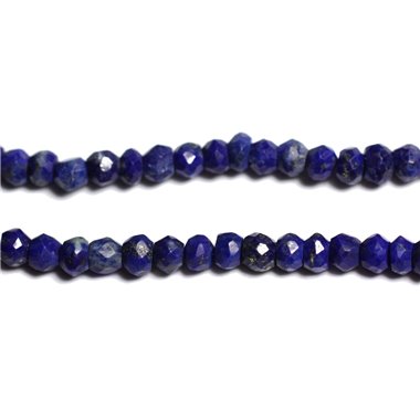10pc - Perles Pierre - Lapis Lazuli Rondelles Facettées 3-4mm bleu roi nuit - 4558550090355