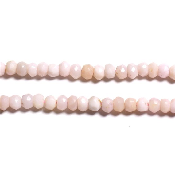 Fil 34cm 120pc env - Perles Pierre - Opale Rose Rondelles Facettées 3-4mm rose clair poudre pastel