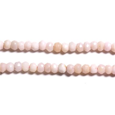 Fil 34cm 120pc env - Perles Pierre - Opale Rose Rondelles Facettées 3-4mm rose clair poudre pastel