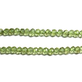 135pc hilo aprox - Cuentas de piedra - Rondelles facetados de peridoto 3x2mm - 4558550090904 