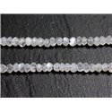 10pc - Perles Pierre de Lune Orientale Rondelles Facettées 3-4mm blanc gris irisé - 4558550090317