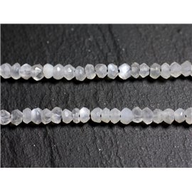 10pc - Perles Pierre de Lune Orientale Rondelles Facettées 3-4mm blanc gris irisé - 4558550090317