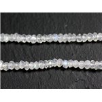 10pc - Perles Pierre de Lune Arc en Ciel Rondelles Facettées 3-4mm blanc bleu reflets - 4558550090393