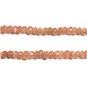 Fil 33cm 140pc env - Perles Pierre de Lune Rondelles Facettées 3-4mm Rose Orange pastel irisé