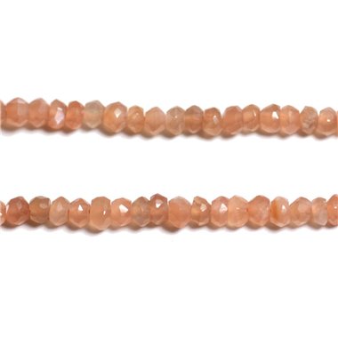 Fil 140pc env - Perles de Pierre - Pierre de Lune Orange Rondelles Facettées 3x2mm - 4558550090935 