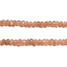 140pc filo circa - Perline di pietra - Rondelle sfaccettate pietra di luna arancione 3x2mm - 4558550090935 