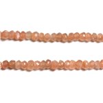Fil 33cm 140pc env - Perles Pierre de Lune Rondelles Facettées 3-4mm Rose Orange pastel irisé