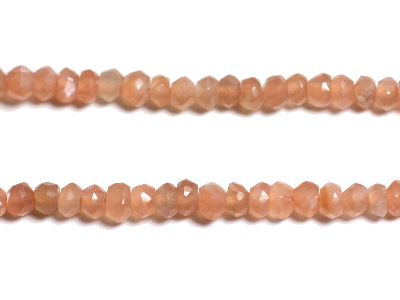 10pc - Perles Pierre de Lune Rondelles Facettées 3-4mm Rose Orange pastel irisé - 4558550090386