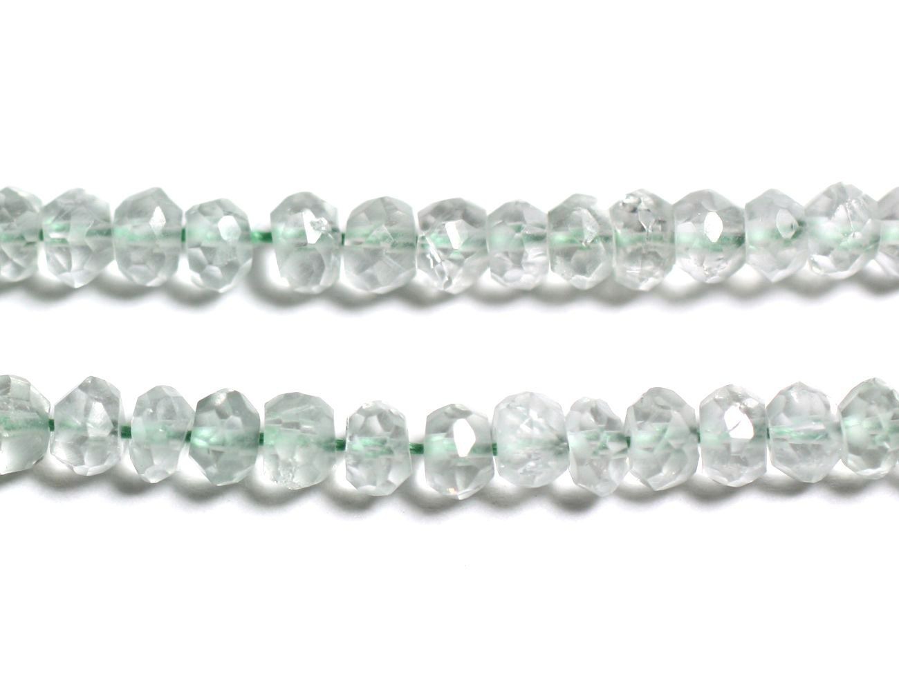 Fil 32cm 150pc env - Perles Pierre - Améthyste Verte Prasiolite Rondelles Facettées 2-3mm Vert clair Menthe Pastel
