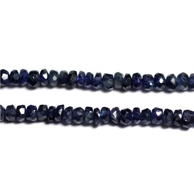 10pc - Perles Pierre - Saphir Rondelles Facettées 2-4mm bleu nuit noir - 4558550090508