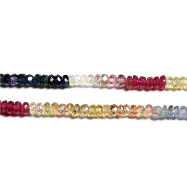 10pc - Perles de Pierre - Saphir Multicolore Rondelles Facettées 3x2mm - 4558550090539 