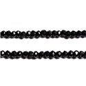 Fil 32cm 140pc env - Perles de Pierre - Spinelle noir Rondelles Facettées 3x2mm - 4558550091000 