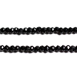 Filo 32 cm 140 pz circa - Perline in pietra - Rondelle sfaccettate spinello nero 3x2 mm - 4558550091000 