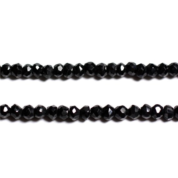 10pc - Perles de Pierre - Spinelle noir Rondelles Facettées 3x2mm - 4558550090249 