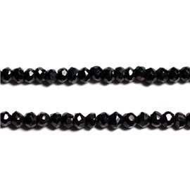 10pc - Stone Beads - Black Spinel Faceted Rondelles 3x2mm - 4558550090249 