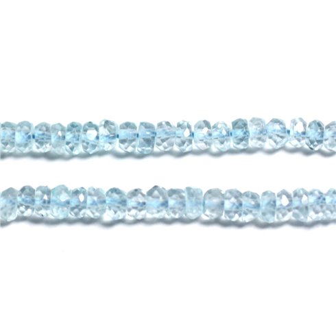 Fil 34cm 170pc env - Perles Pierre - Topaze Bleu Rondelles Facettées 3-4mm bleu ciel clair turquoise pastel