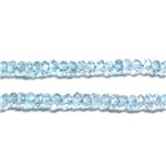 Fil 34cm 170pc env - Perles Pierre - Topaze Bleu Rondelles Facettées 3-4mm bleu ciel clair turquoise pastel
