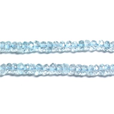 10pc - Perles Pierre - Topaze Bleu Rondelles Facettées 3-4mm bleu ciel clair turquoise pastel - 4558550090546