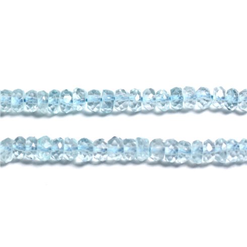 10pc - Perles de Pierre - Topaze Bleue Rondelles Facettées 3x2mm - 4558550090546 