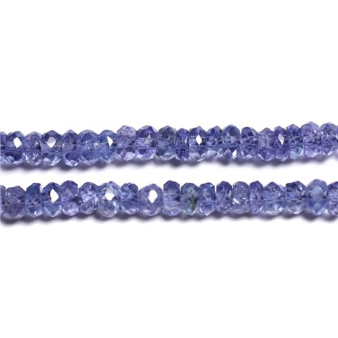Fil 33cm 200pc env - Perles Pierre - Tanzanite Rondelles Facettées 2-3mm bleu violet lavande indigo