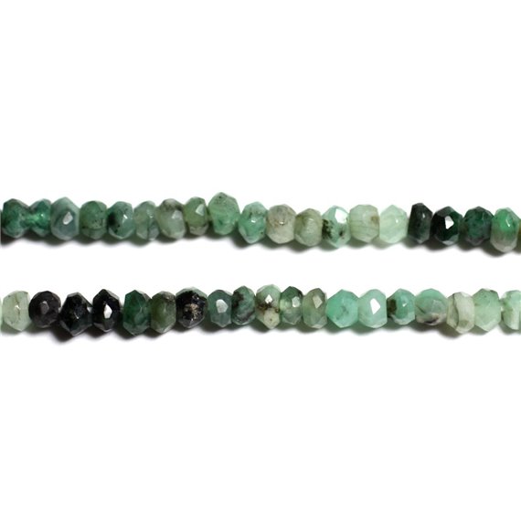 10pc - Perles de Pierre - Émeraude nuancée Rondelles Facettées 3x2mm - 4558550090287 