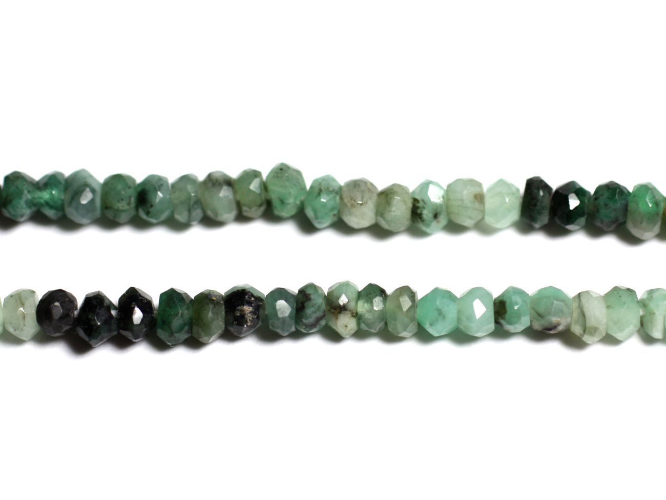 10pc - Perles Pierre - Emeraude Rondelles Facettées 3-5mm blanc vert kaki sapin - 4558550090287