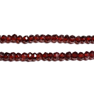 Fil 33cm 135pc env - Perles Pierre - Grenat Mozambie Rondelles Facettées 3-4mm Rouge Bordeaux Marron