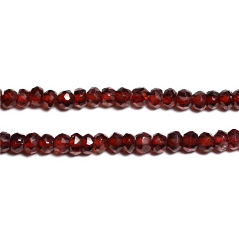 Fil 33cm 135pc env - Perles Pierre - Grenat Mozambie Rondelles Facettées 3-4mm Rouge Bordeaux Marron