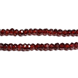 Fil 33cm 135pc env - Perles Pierre - Grenat Mozambie Rondelles Facettées 3-4mm Rouge Bordeaux Marron