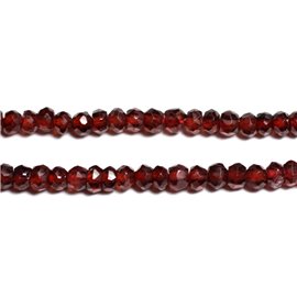 10pc - Stone Beads - Mozambique Garnet Faceted Rondelles 3x2mm - 4558550090348 