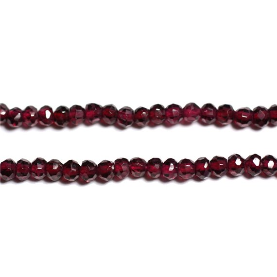 Fil 115pc env - Perles de Pierre - Grenat Rhodolite Rondelles Facettées 3x2mm - 4558550090836 