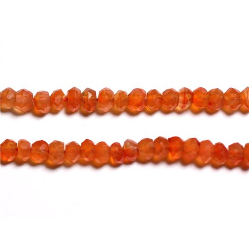 Fil 33cm 105pc env - Perles Pierre - Cornaline Rondelles Facettées 3-5mm Orange